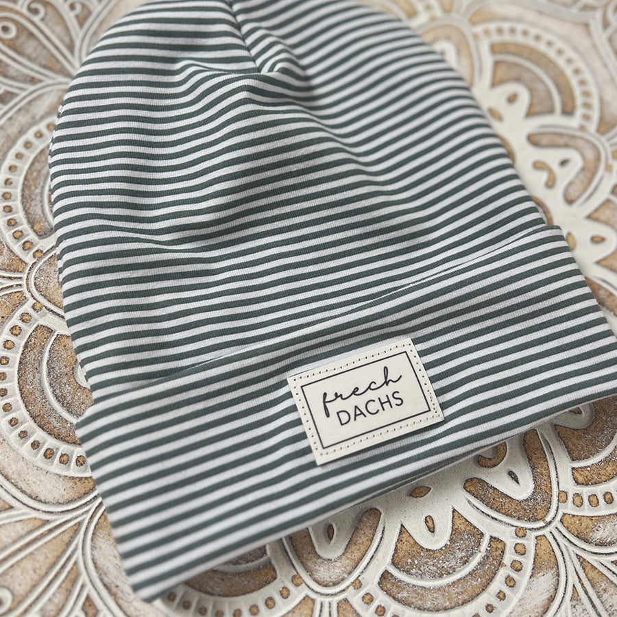 Baby Beanie | gestreift mit Wunsch-Label